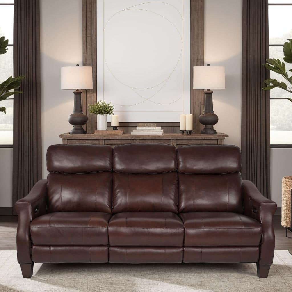 83.5'' Leather Zero Gravity Power Reclining Sofa with Power Headrest ...